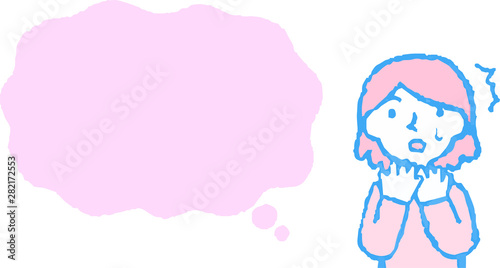 Upper body of woman face and pose with Speech Balloon