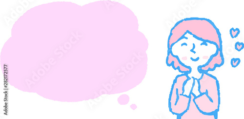 Upper body of woman face and pose with Speech Balloon