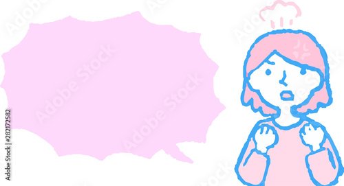 Upper body of woman face and pose with Speech Balloon