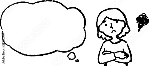 Upper body of woman face and pose with Speech Balloon