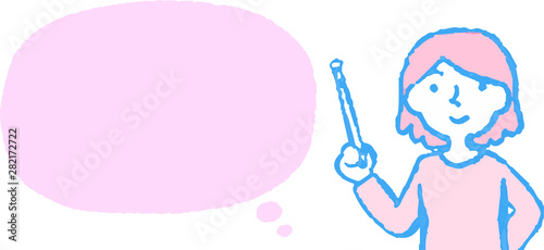 Upper body of woman face and pose with Speech Balloon