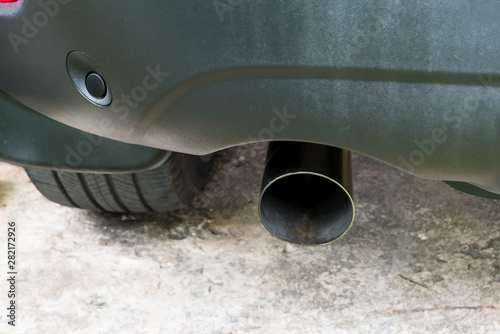 Luxury diesel car clean metal exhaust pipe .