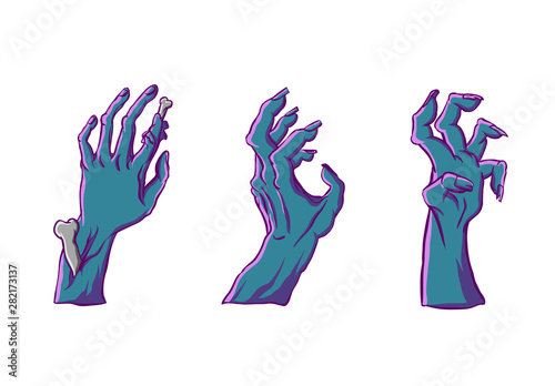 Zombie hands sticking from out the ground.