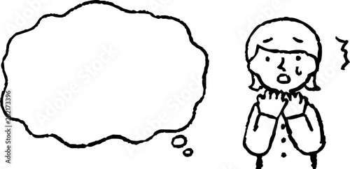 Upper body of woman wearing a dress face and pose with Speech Balloon