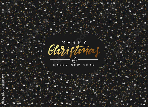 Christmas background with precious stones diamonds, bright golden glitter.