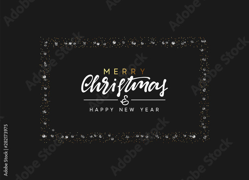 Christmas background with precious stones diamonds, bright golden glitter.