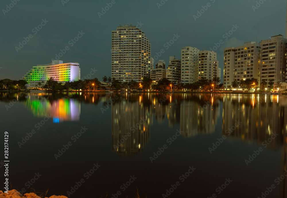 Fototapeta premium Modern view of buildings architecture of Cartagena, Colombia