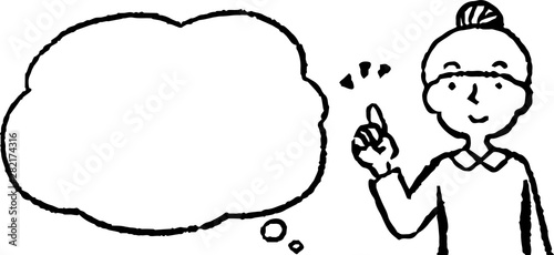 Upper body of woman face and pose with Speech Balloon