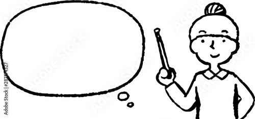 Upper body of woman face and pose with Speech Balloon