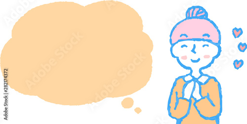Upper body of woman face and pose with Speech Balloon