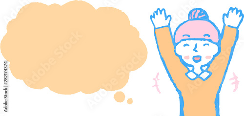 Upper body of woman face and pose with Speech Balloon