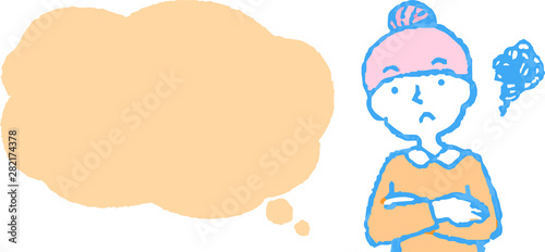 Upper body of woman face and pose with Speech Balloon