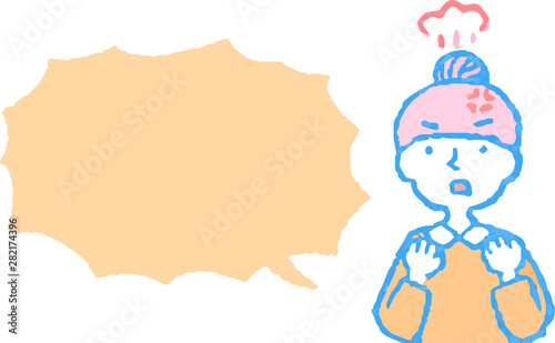 Upper body of woman face and pose with Speech Balloon