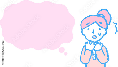 Upper body of woman face and pose with Speech Balloon