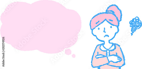Upper body of woman face and pose with Speech Balloon