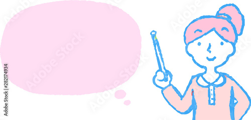 Upper body of woman face and pose with Speech Balloon