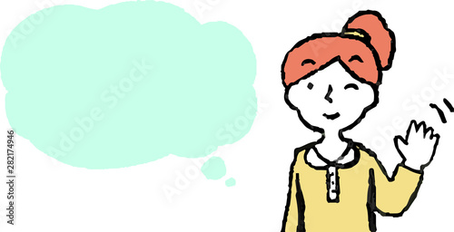 Upper body of woman face and pose with Speech Balloon