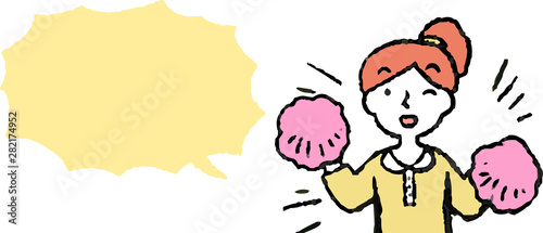 Upper body of woman face and pose with Speech Balloon