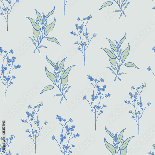 Beautiful wild flowers seamless pattern design