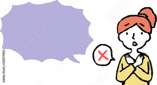 Upper body of woman face and pose with Speech Balloon