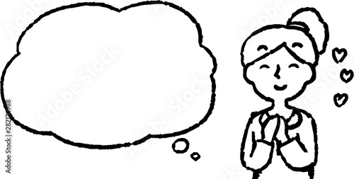 Upper body of woman face and pose with Speech Balloon