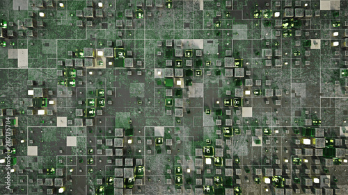 Futuristic matrix of green ...