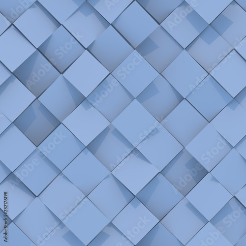 Seamless pattern of blue rhombs 3D render