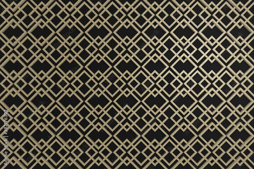 gold pattern on black background, abstract 3d render wallpaper
