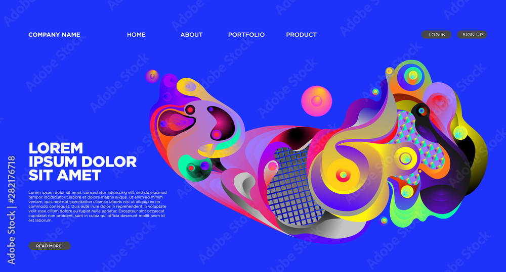 Fototapeta premium Website Landing Page Background with Abstract Fluid Style