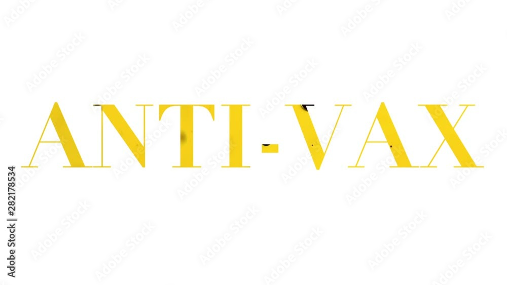 Anit-vax text with creepy black and yellow bubbles inside letters Anit-vax text with creepy black and yellow bubbles inside letters