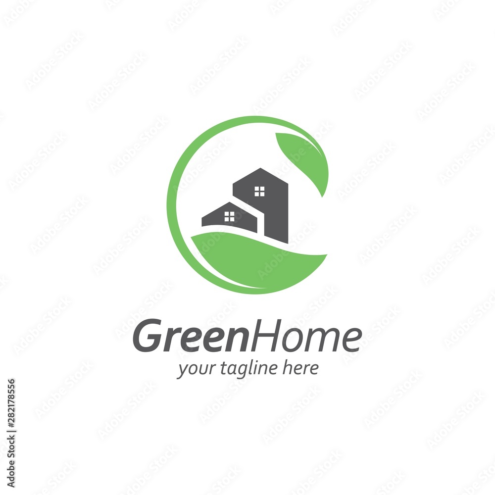 house with leaf logo design template.green house icon concept vector house with leaf logo design template.green house icon concept vector
