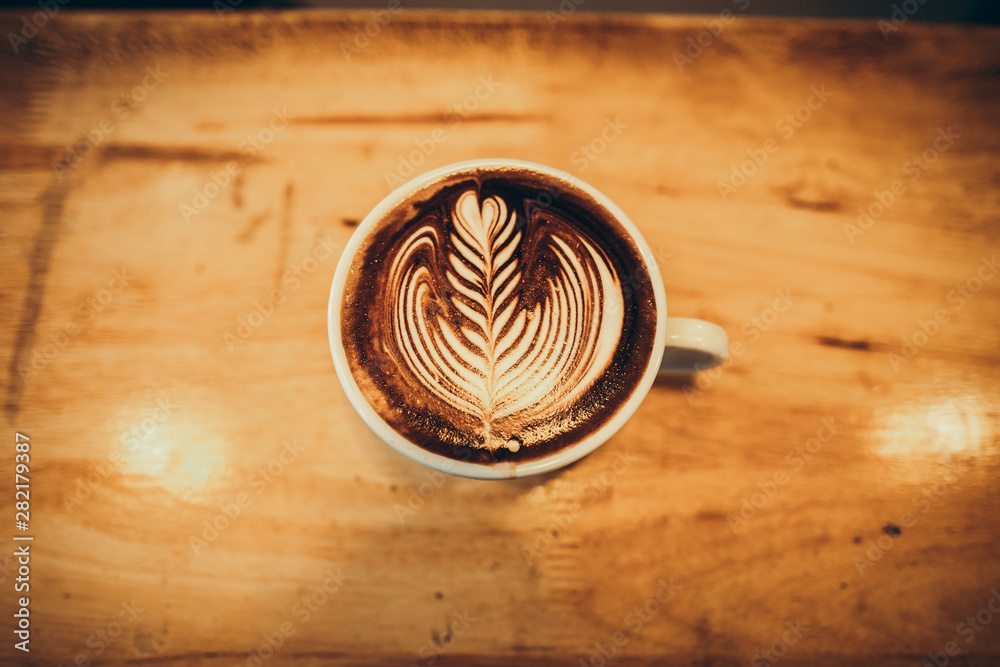 Hot Coffee in the cafe Coffee cup in the cafe bar Hot Coffee in the cafe Coffee cup in the cafe bar