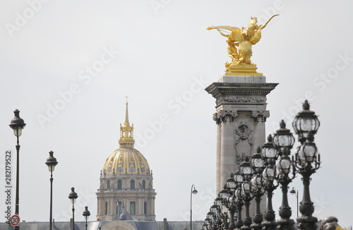 Alexandre III bridge and Invalides historical architecture Paris France