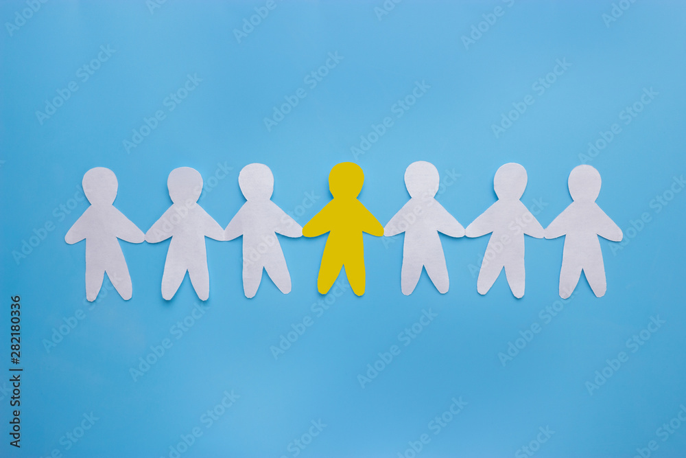 Paper people on the blue background Paper people on the blue background