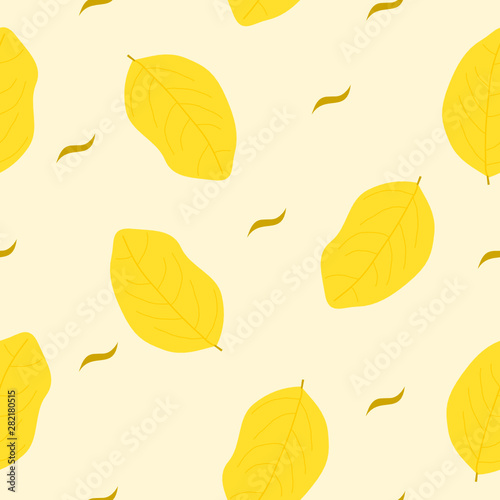 ํYellow leaf seamless pattern background.