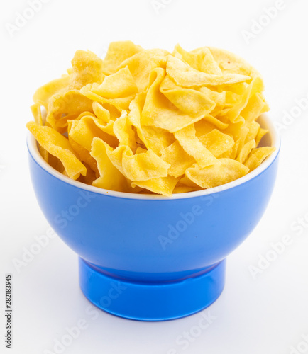 Indian Traditional Street Food Besan Papri on White Background