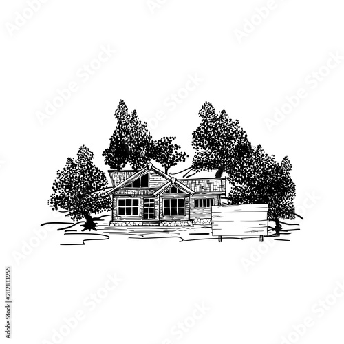 Old wood cabin in forest