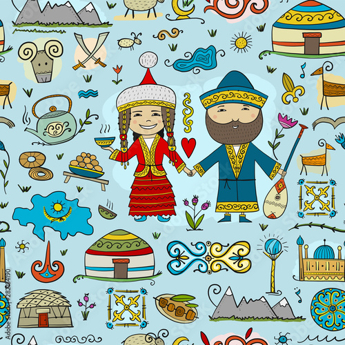 Travel to Kazakhstan. Seamless pattern for your design