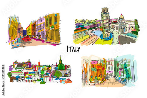 Italy streets collection. Sketch for your design