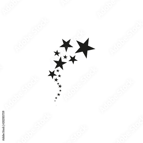 Stars on a white background. Black star shooting with an elegant star.Meteoroid, comet, asteroid, stars.