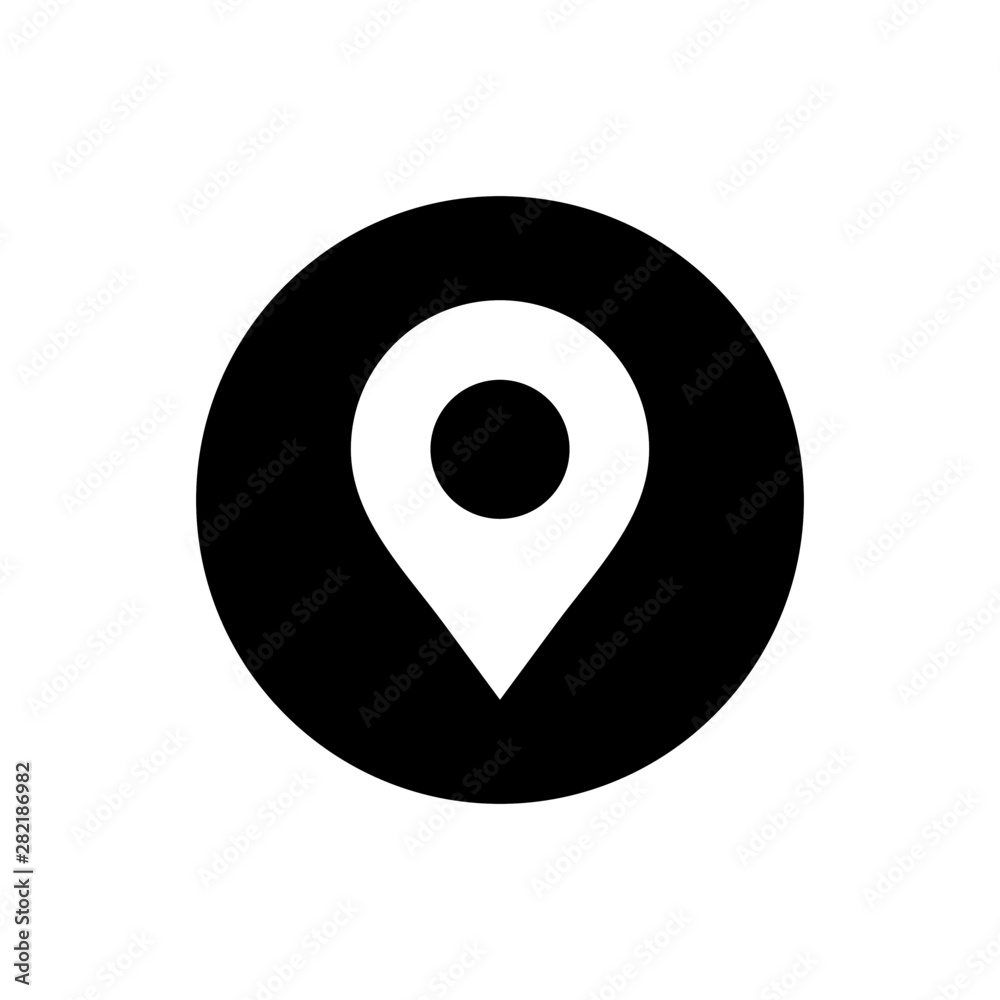 Map pin vector icon. Map pin concept for logo element web and mobile. Map pin illustration isolated on black circle Map pin vector icon. Map pin concept for logo element web and mobile. Map pin illustration isolated on black circle