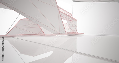 Abstract drawing white parametric interior. 3D illustration and rendering. photo