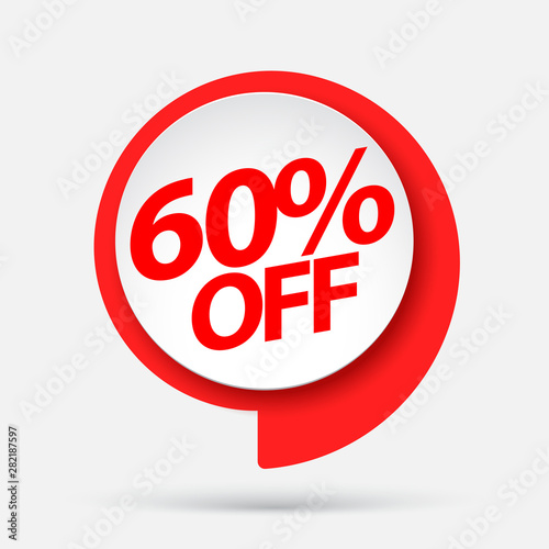 Sale of special offers. Discount with the price is 60 . An ad with a red tag for an advertising campaign at retail on the day of purchase. vector illustration