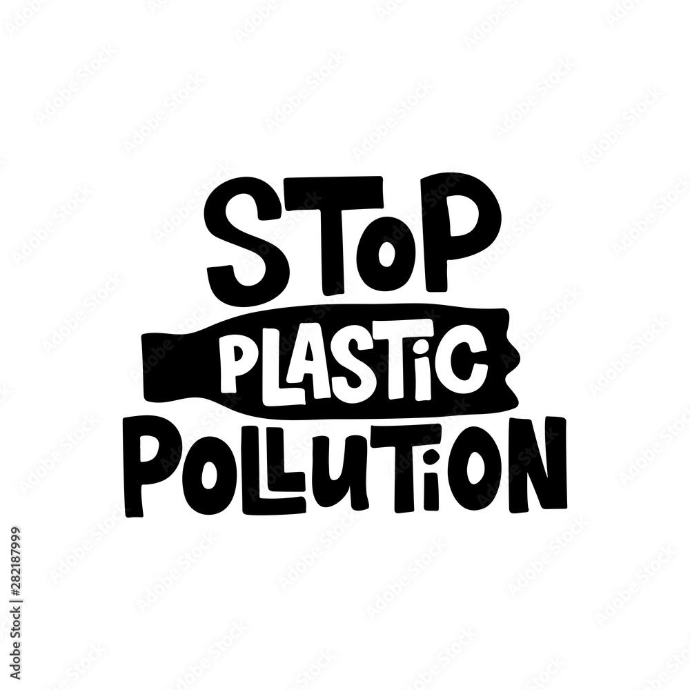 Stop plastic pollution word concept banner