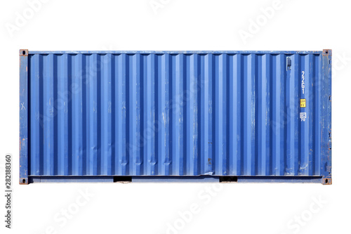 Container blue cut white background