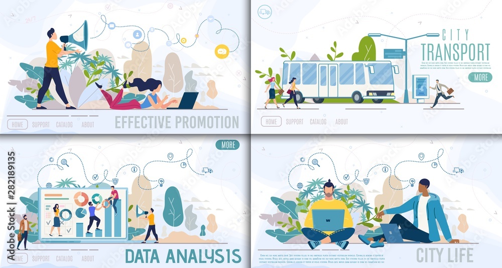Online Business and City Life Vector Websites Set Online Business and City Life Vector Websites Set