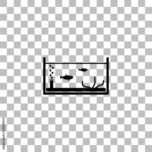 Fish aquarium icon flat