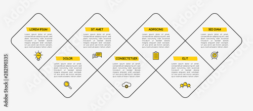 Business infographic template with 7 steps. Vector