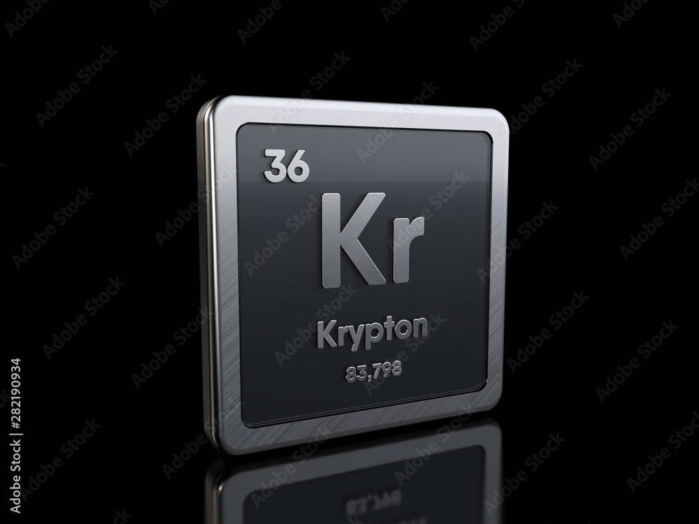 krypton kr element symbol from periodic table series 3d rendering isolated on black background stock illustration adobe stock