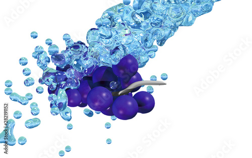 The spray which is poured in a grape made in 3D Render